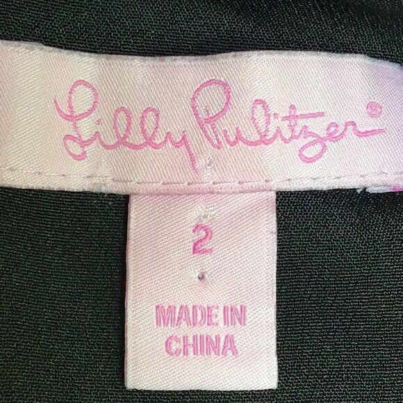 Lilly Pulitzer Sydney Black Metallic Gold Contemporary Bead Collar Shift Dress - Picture 16 of 16